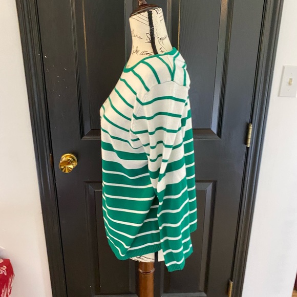 Green and White Stripe Shamrock Sweater - Size M - Picture 2 of 7